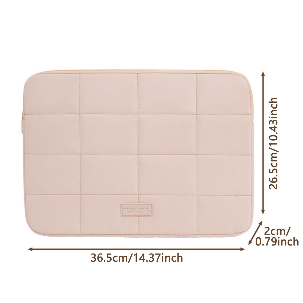 Cute Grid Puffy Laptop Sleeve Lightweight Water Resistant Computer Protective Bag Portable Notebook Cover