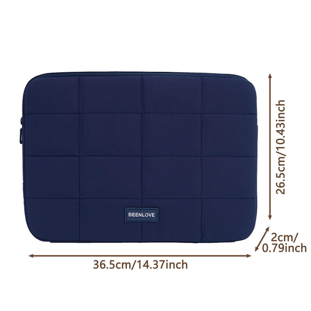 Cute Grid Puffy Laptop Sleeve Lightweight Water Resistant Computer Protective Bag Portable Notebook Cover