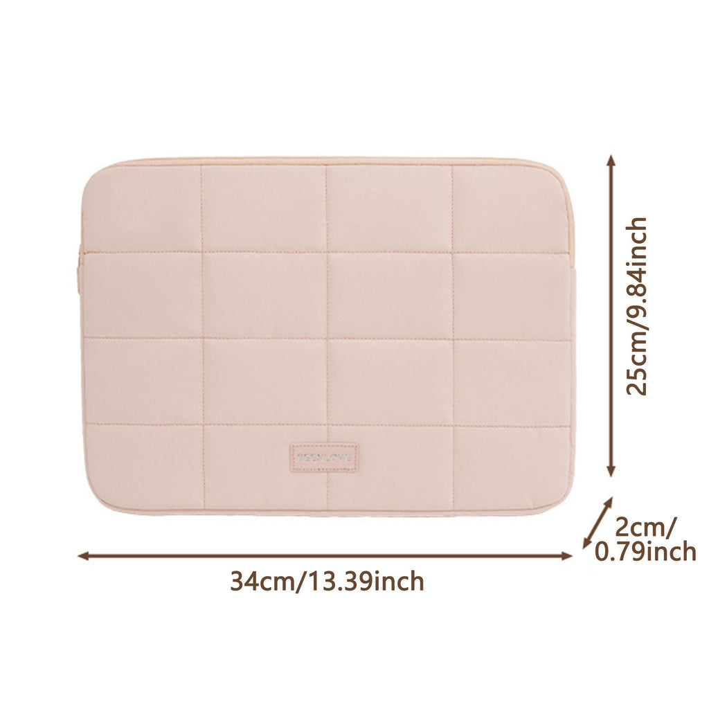 Cute Grid Puffy Laptop Sleeve Lightweight Water Resistant Computer Protective Bag Portable Notebook Cover
