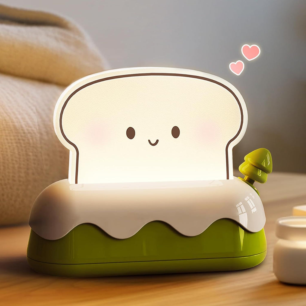 Cute Toaster Night Lights for Kids, Kawaii Stuff Bread Desk Lamp with Smile Face, Rechargeable Desk Decor for Bedroom, Besides, Dinning, Nursery Night Light for Kids, Boys, Girls, Gifts