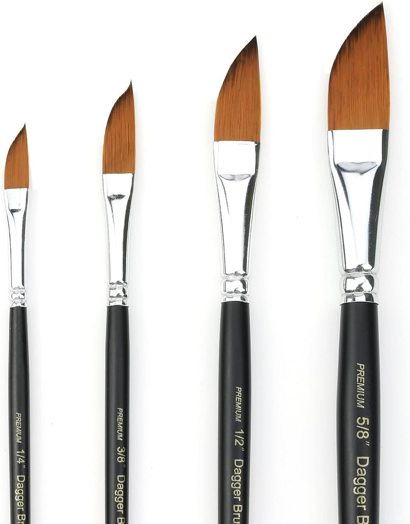 Dagger Striper Brush Set - 4 PCS Premium Watercolor Pinstriping Brushes Set with Korean Nylon Hair