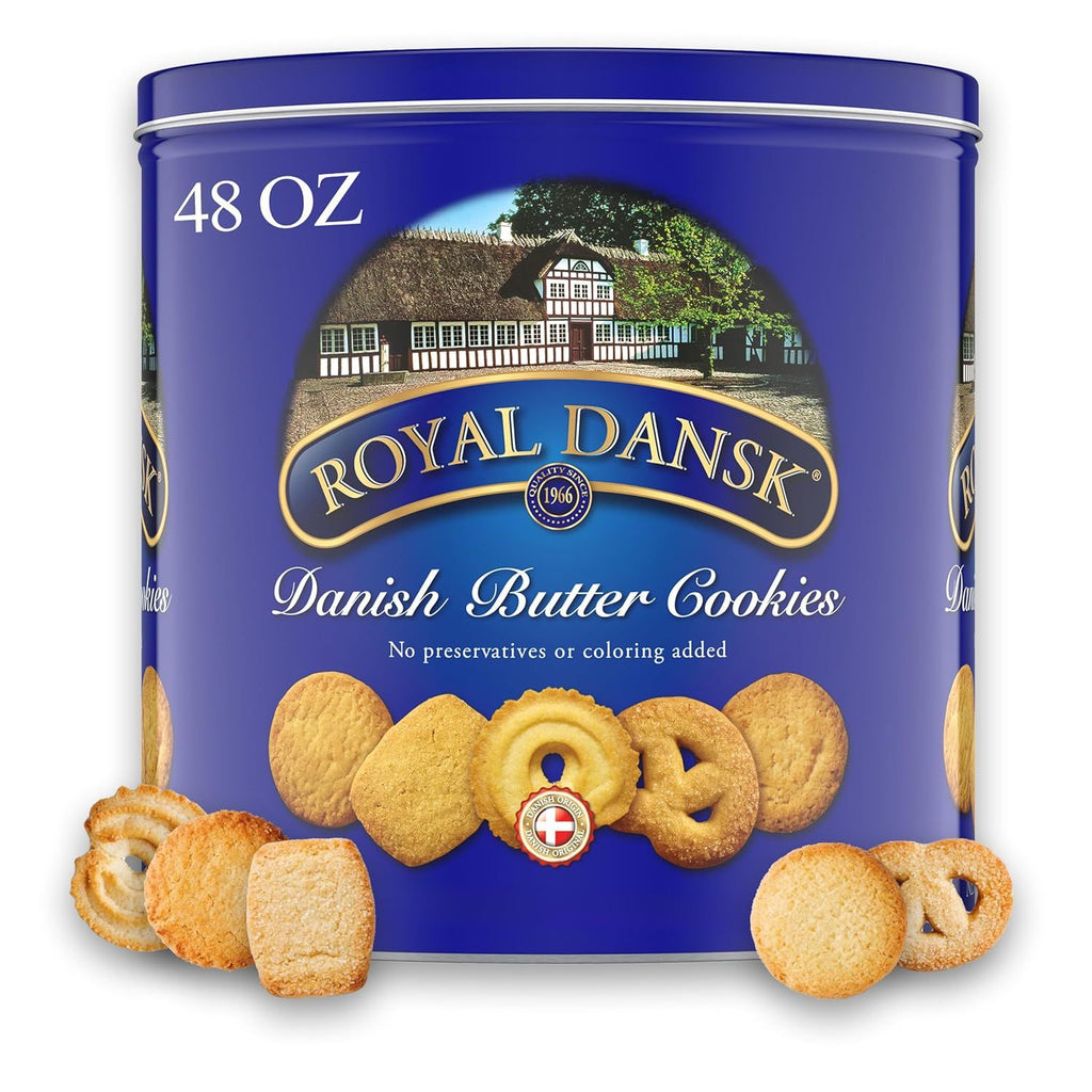 Danish Butter Cookies, 48oz Exclusive Tin, Traditional Assortment, Made with Real Butter, Perfect for Sharing with Recyclable Tin