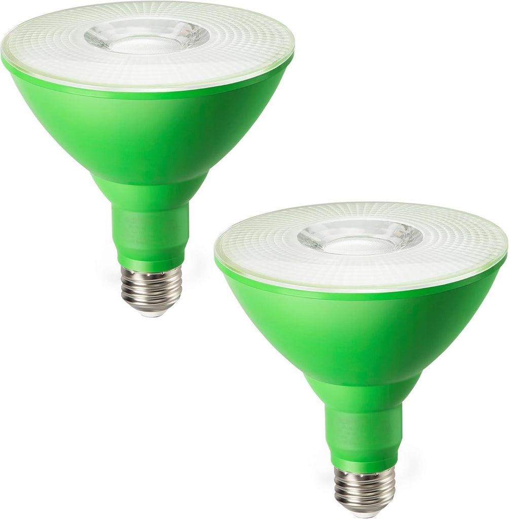 Decorations PAR38 Green LED Flood Light Bulbs Outdoor, Dimmable LED Light Bulb, 18W(120W Equivalent), Outdoor Weatherproof Light Bulb for Christmas, E26 Base, 2 Pack