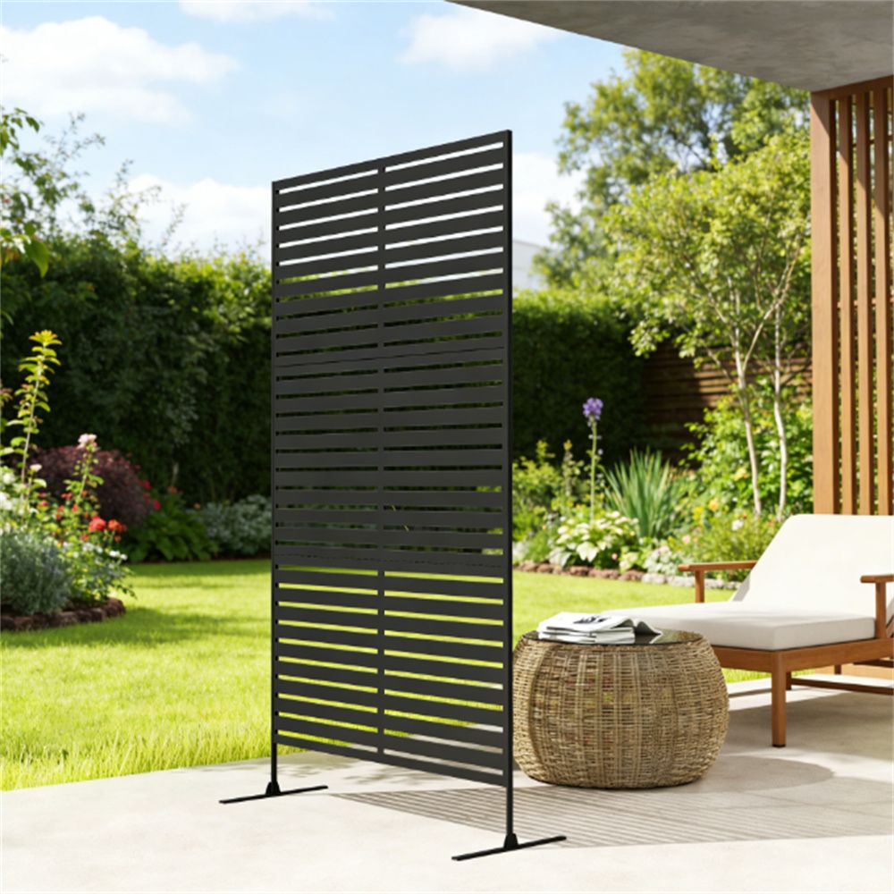 Decorative screen, privacy fence screen, outdoor privacy screen, plant rack, black
