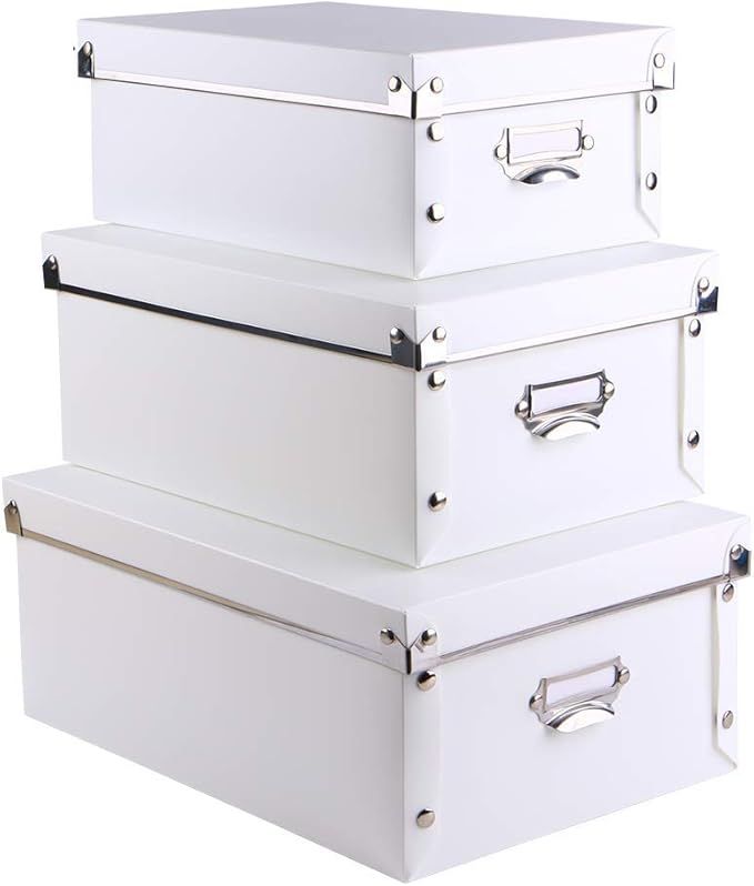 Decorative Storage Boxes with Lids,Water-Proof Storage Bins for Shoes,Clothes,Office …