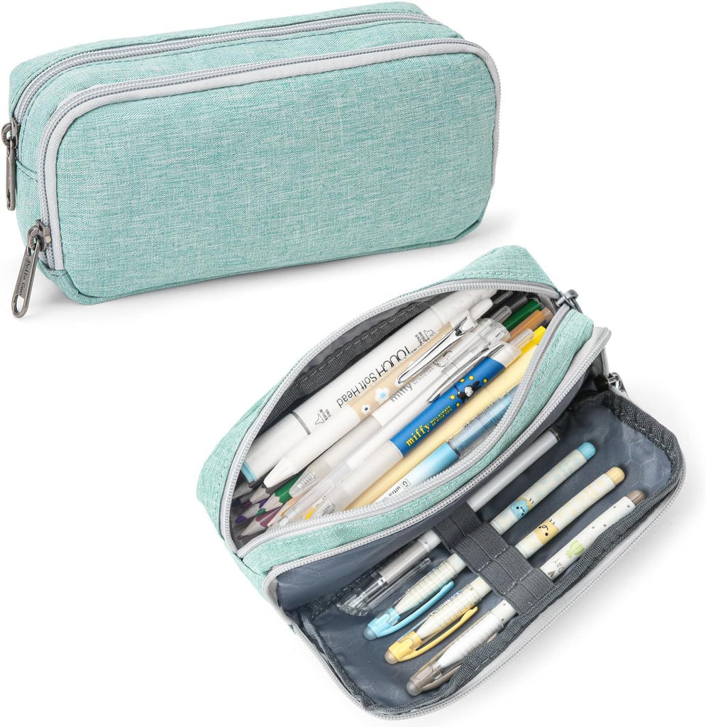 Della Gao Pencil Case Large Capacity Pencil Pouch Aesthetic Pencil Box for Office Stationery Organizer, Simple Sturdy Multifunctional Pencil Bag for Men - Black