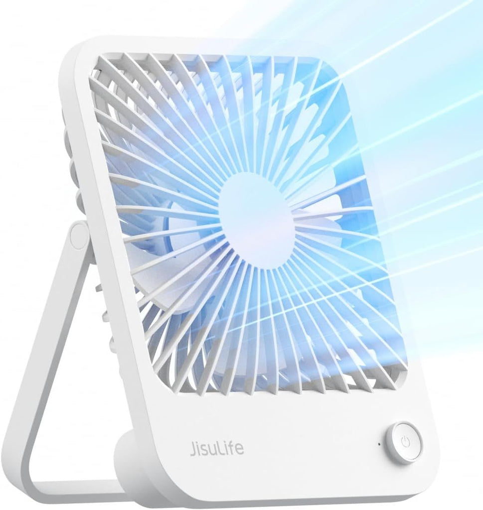 Desk Fan Battery Rechargeable, 4500mAh 180°Foldable Portable Personal Fan, 4 Speeds Adjustable Long Battery-life for Home Office Travel Outdoor Gifts for Women Men