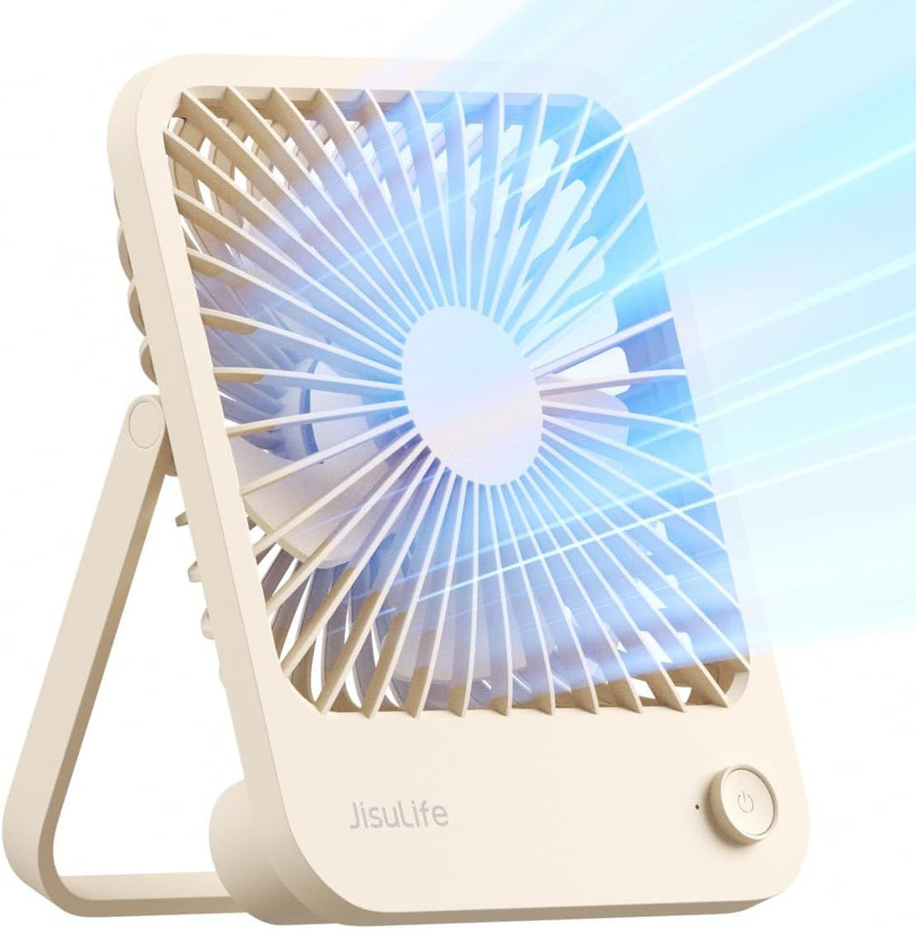 Desk Fan Battery Rechargeable, 4500mAh 180°Foldable Portable Personal Fan, 4 Speeds Adjustable Long Battery-life for Home Office Travel Outdoor Gifts for Women Men