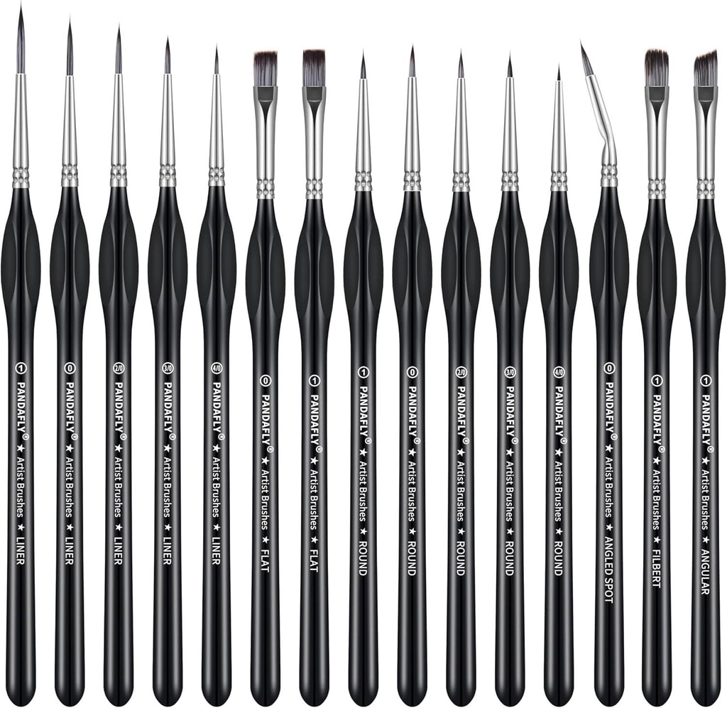 Detail Paint Brushes Set, 15pcs Miniature Brushes for Fine Detailing & Art Painting - Acrylic, Oil, Watercolors & Paint by Number, Models, Face, Nail, Craft