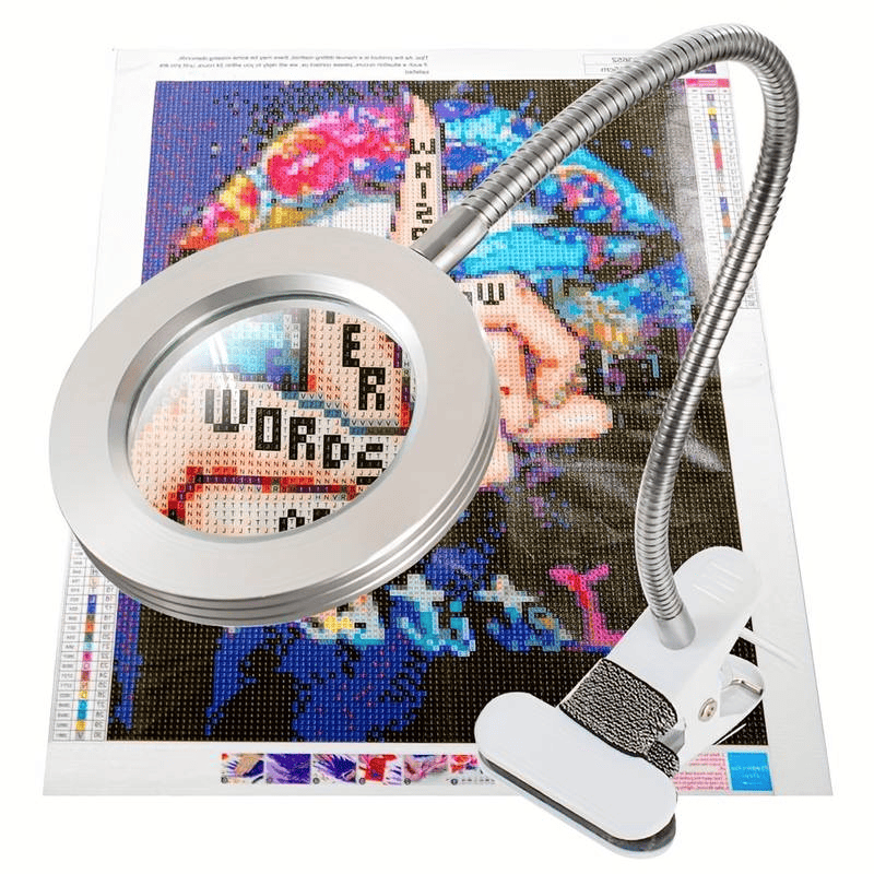 Diamond Painting Accessories, Hands Free 5X Magnifying Glass Magnifier Desk Lamp with 15.75''Gooseneck for Reading, Crafting, Close Work