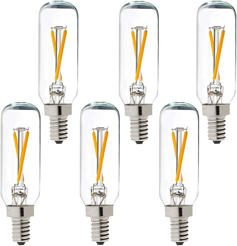 Dimmable T6 led Bulb 25W Candelabra led 2700K Clear 200lm 2W e12 T25 led Bulb 6Pack