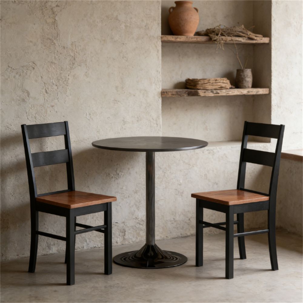 Dining chair, set of 2 wooden chairs, kitchen chair, black