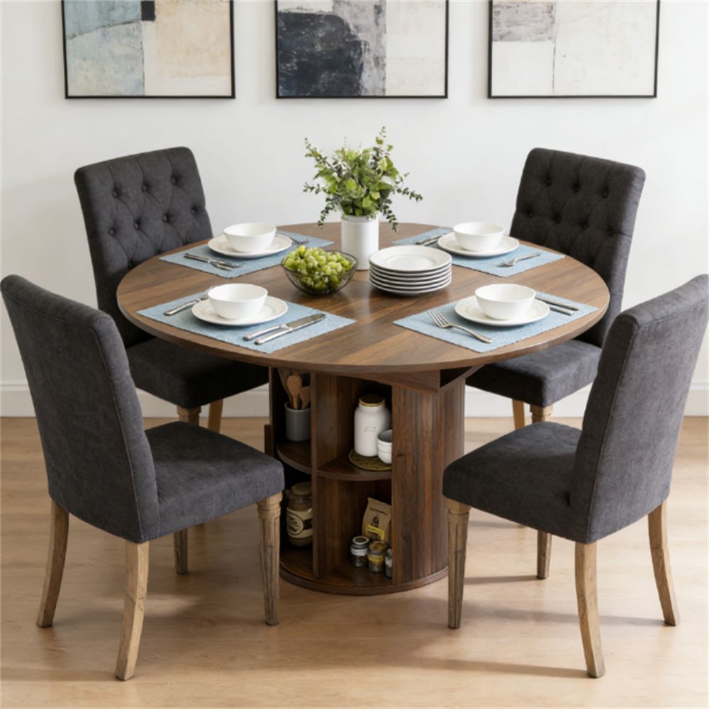 Dining table, kitchen dining table, living room dining table, small coffee table, with storage rack, walnut wood