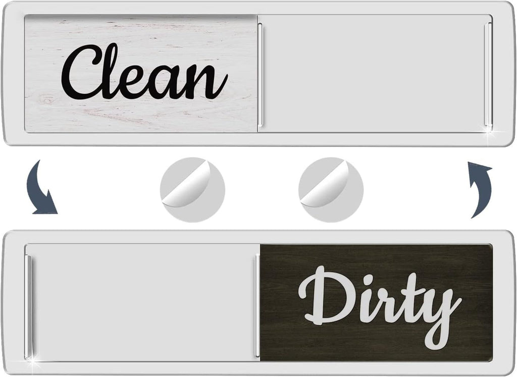 Dishwasher Magnet Clean Dirty Sign, Farmhouse Rustic Wood Design Black and White Non-Scratch/Easy to Read & Slide/Strong Magnetism Kitchen Storage and Decoration Accessories (A-Silver)