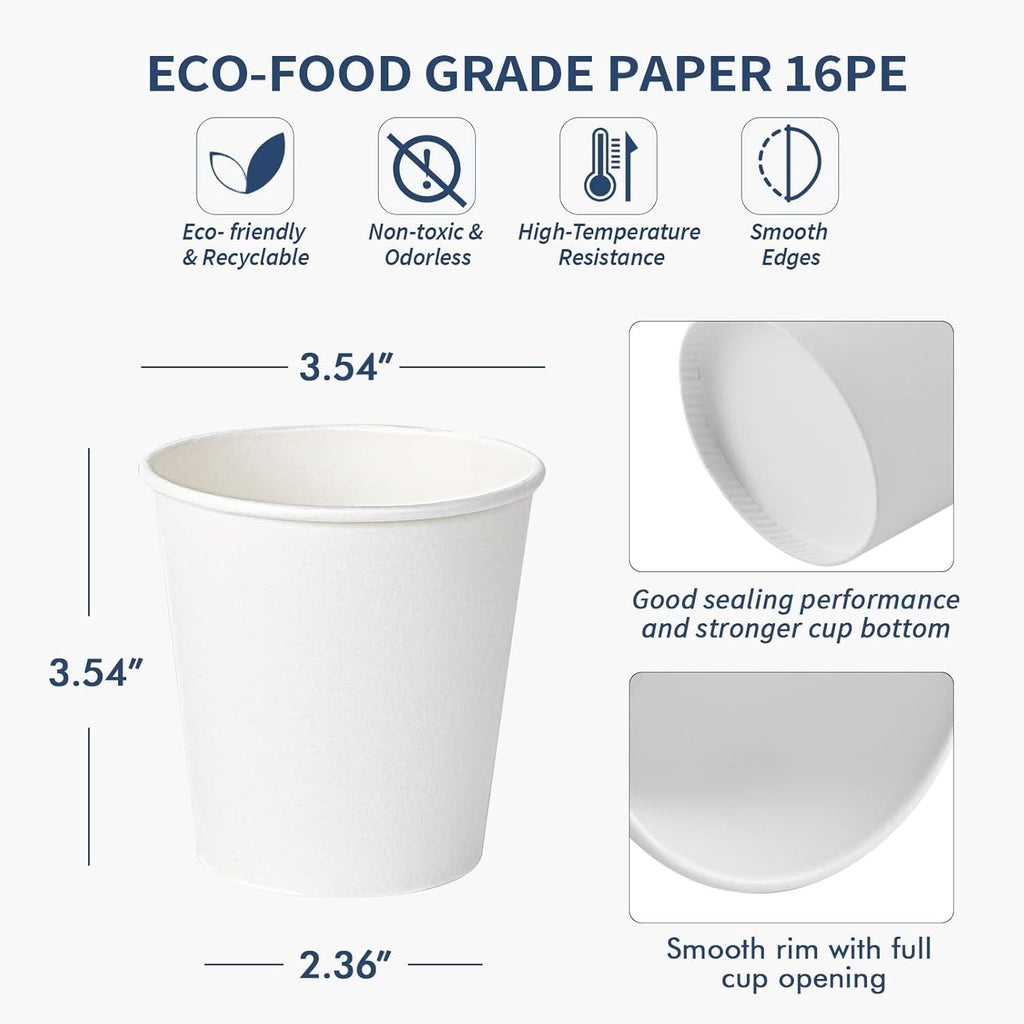 Disposable Coffee Paper Cups,270 Pack Hot Drinking Cups,White Paper Party Cups