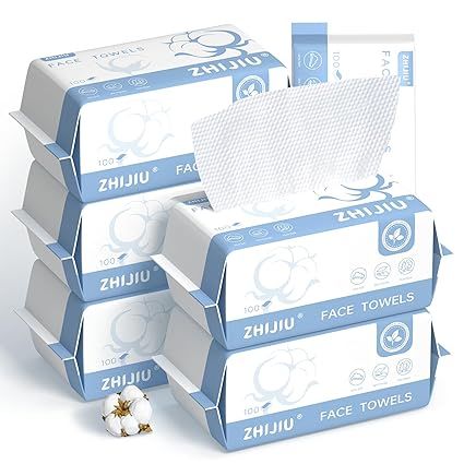 Disposable Face Towels , Ultra Soft & Thick Facial Towels for Sensitive Skin, Biodegradable & Lint-Free Makeup Remover Dry Wipes, Multi-Purpose Cleansing Towelettes for Face Wipes