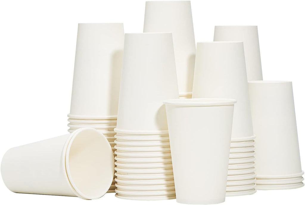 Disposable Paper Coffee Cups 12 oz [300 Pack],12 oz White Hot Coffee Paper Cups, Thickened Paper Style