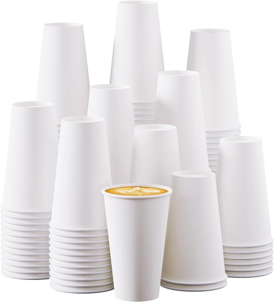 Disposable Paper Coffee Cups 16oz, 210 Pack White Paper Cups,Disposable Hot Drinking Cups
