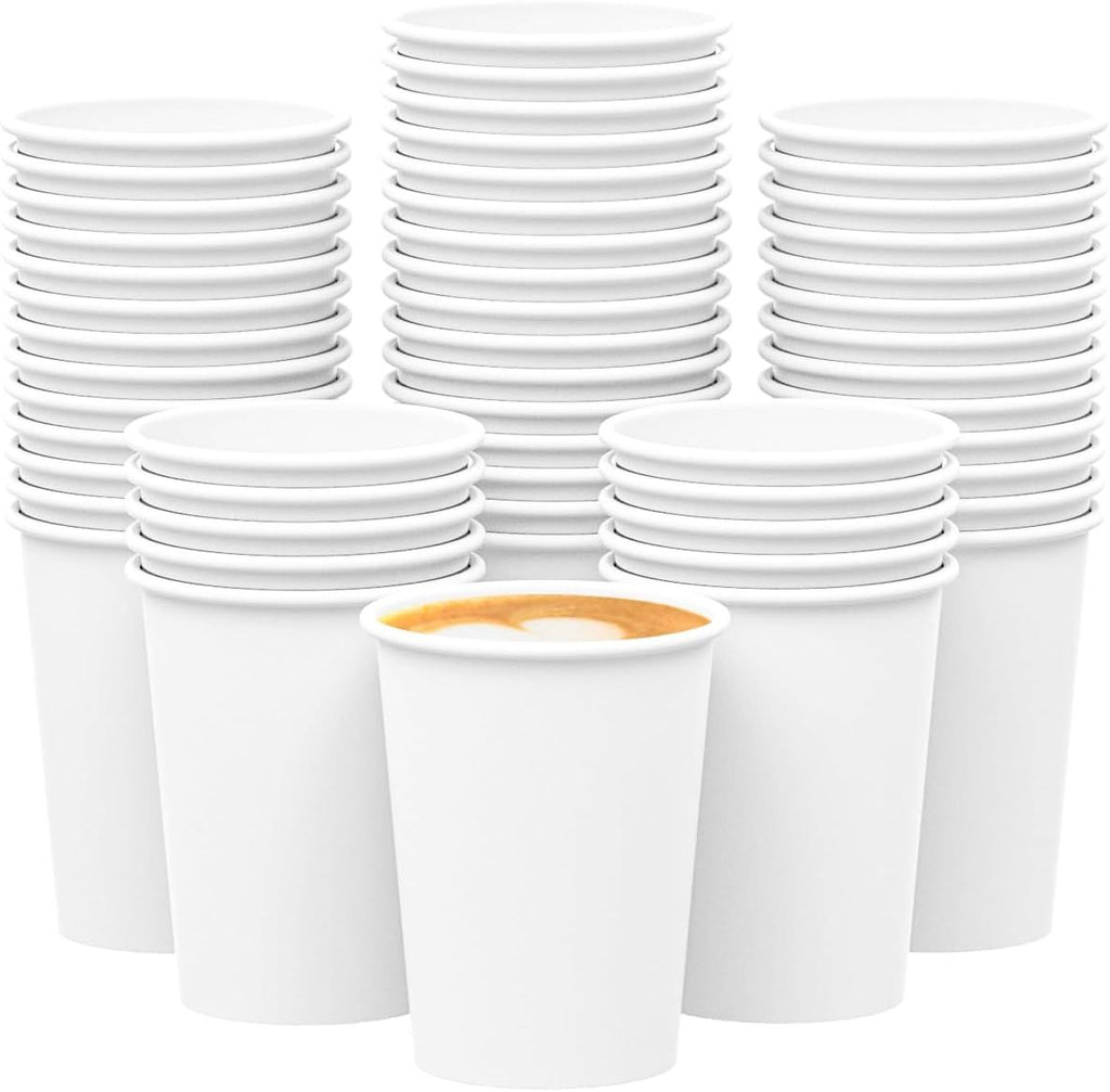 Disposable White Paper Coffee Cups, To Go Hot Cups for Coffee, Chocolate, Juice, Hot or Cold Beverage Drinking Cup S
