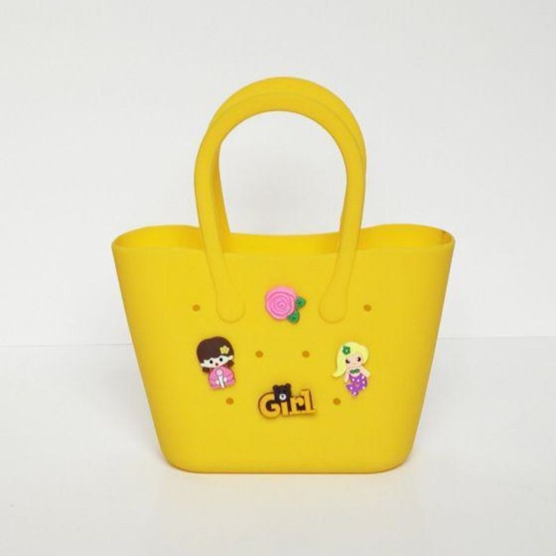 DIY cartoon hole silicone handbag, children's cute beach bag can be paired with decorative patches, versatile storage tote bag