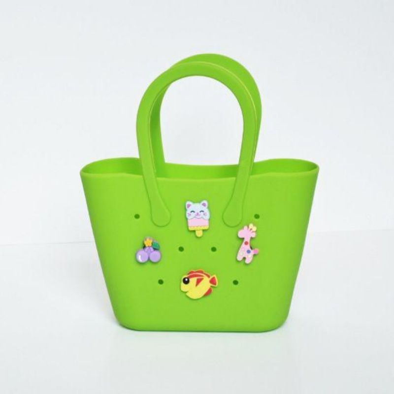 DIY cartoon hole silicone handbag, children's cute beach bag can be paired with decorative patches, versatile storage tote bag