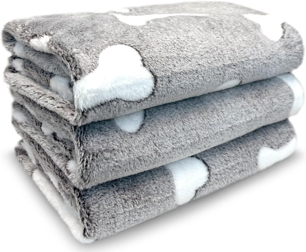 Dog Blankets for Dogs, 3 Pack Dog Blanket Washable 23" x 16", Fuzzy Soft Pet Mat Throw Cover for Kennel Crate Bed, Cute Paw Pattern, Cat Blanket, Blankets for Dogs, Pet Blanket