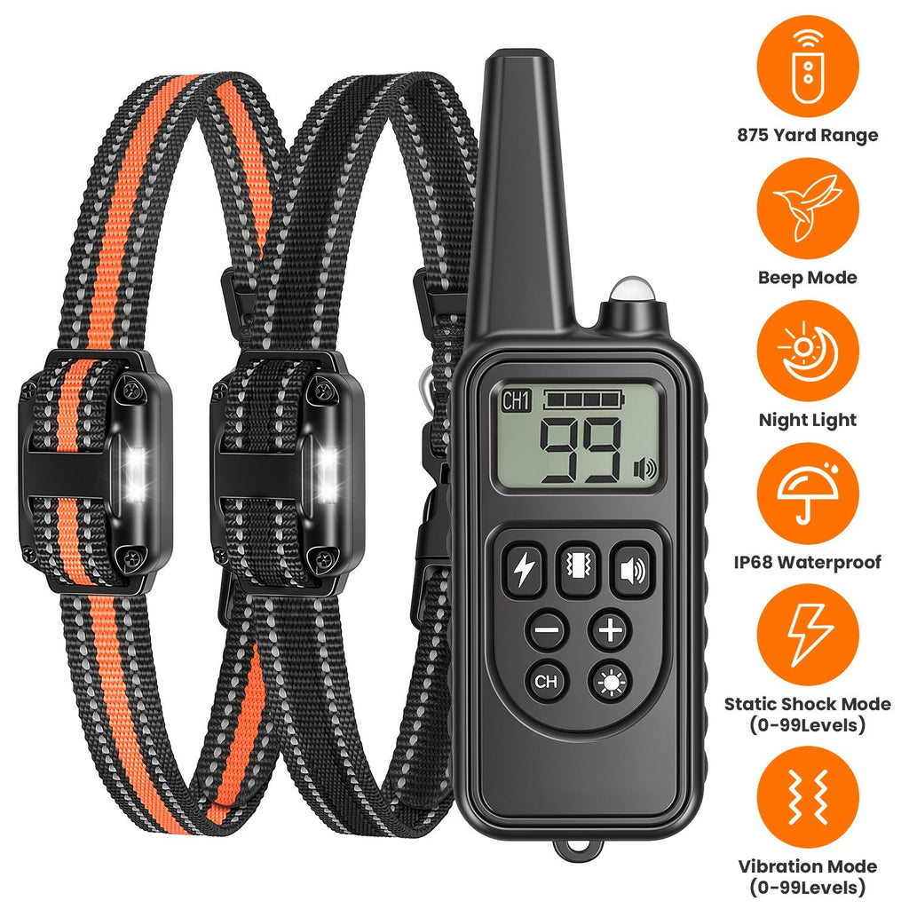 Dog Training Collar with Remote Rechargeable Dog Training Collar IP68 Waterproof with 4 Training Modes 3 Channels for Medium and Small Dogs