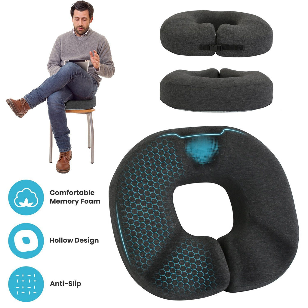 Donut Pillow Seat Cushion Memory Foam Donut Chair Cushions Ergonomic Seat Cushion Pad for Coccyx Prostate Sciatica Pelvic Floor Pressure Sores Office Home Use