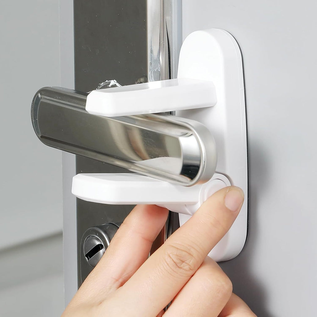 Door Lever Lock 1 Pack, No Drilling or Tools Needed for Installation, ABS Material Door Handle Baby Proof with Strong 3M Adhesive White