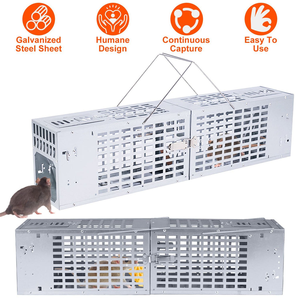 Double Door Humane Live Mouse Trap With One-Way Door Design Reusable Metal Rat Rodent Cage Continuous Capture Mouse Trap For Indoor Outdoor Use Catch And Release