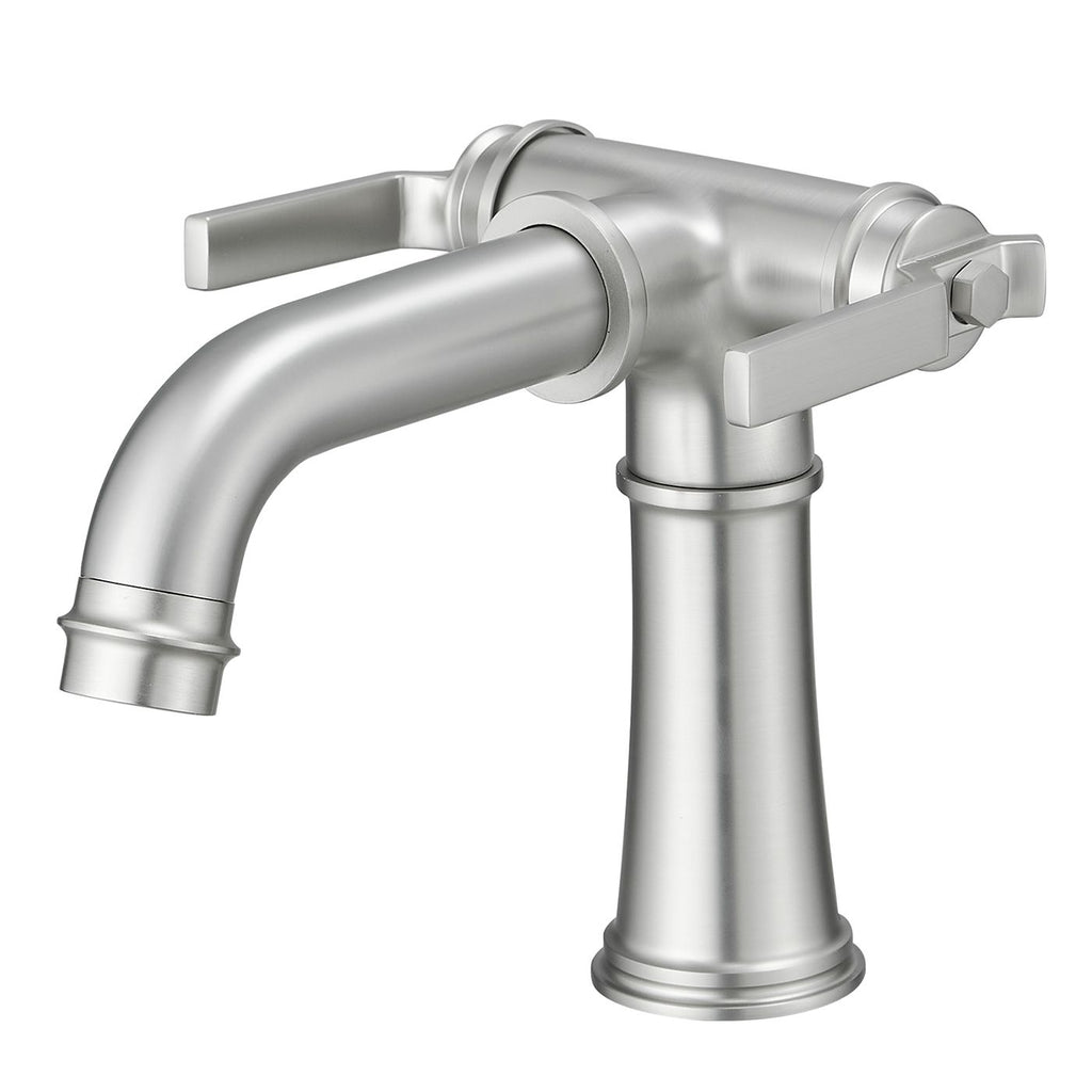 Double Handle Industrial Style Bathroom Faucet Lavatory Mixer Tap Commercial Vanity In Matte Black