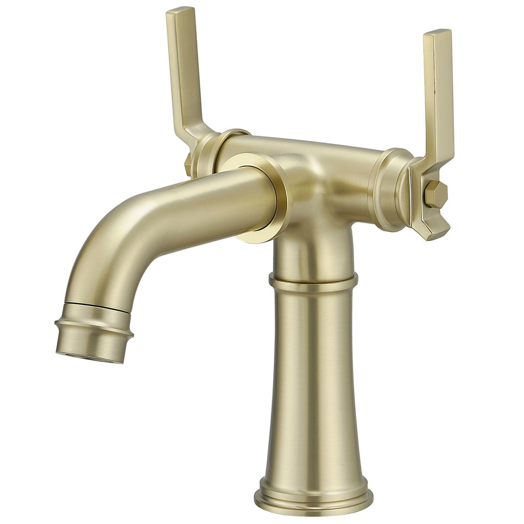 Double Handle Industrial Style Bathroom Faucet Lavatory Mixer Tap Commercial Vanity In Matte Black