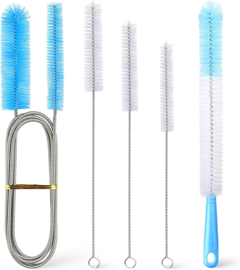 Double-Headed Drain Cleaner Brushes Heavy Duty 70.8 Inches Tube Brush and 4 Pcs with Handles Flexible Straw Cleaning Brush for Pipe Hose Home Kitchen Sink Plumbing (Blue)