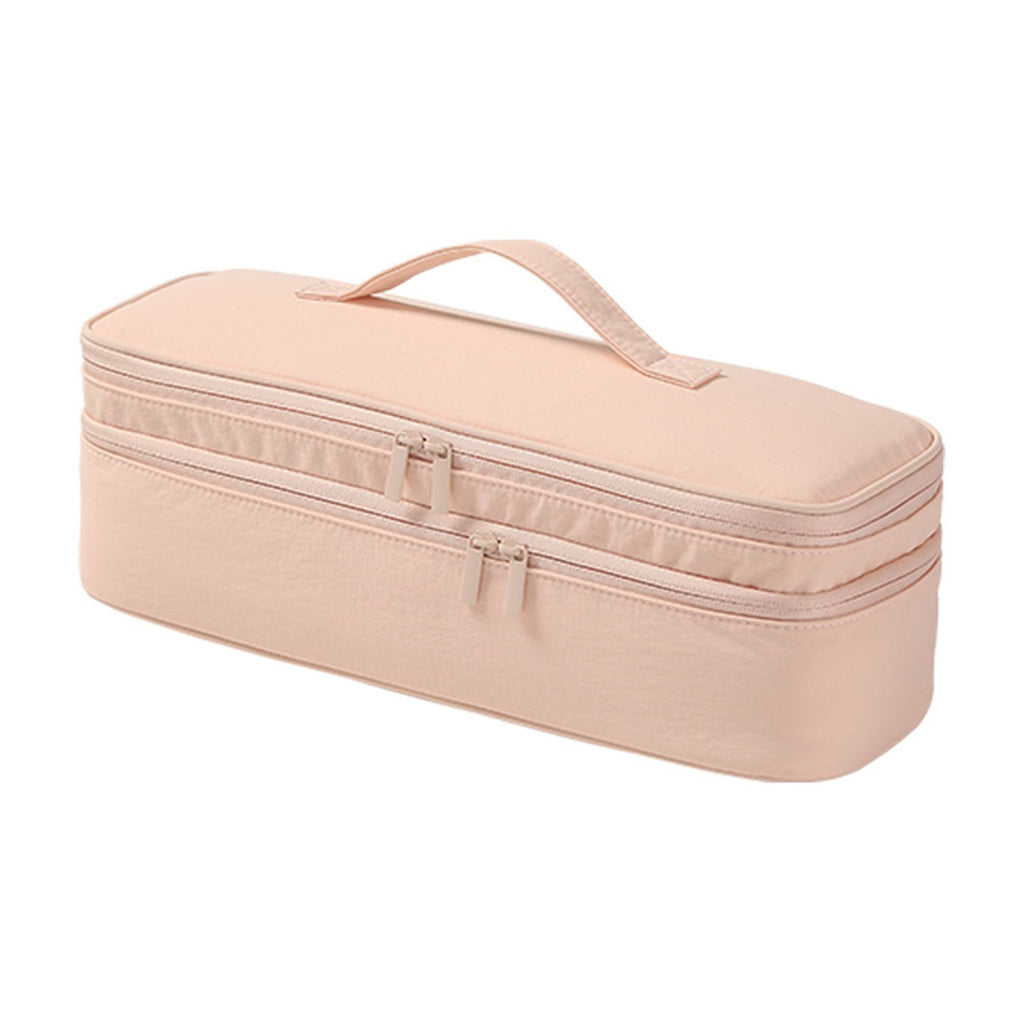 Double-layer Handheld Storage Bag, Portable Divided Pouch for Data Cables, Makeup Brushes & Stationery, Mini Travel Wash Bag