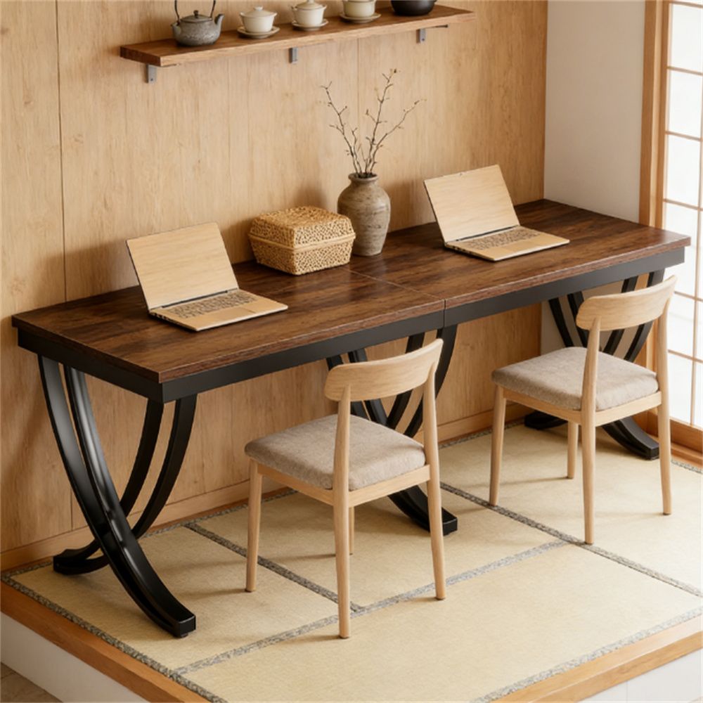 Double person office desk, computer desk, study desk, with metal frame, stability, spacious workspace