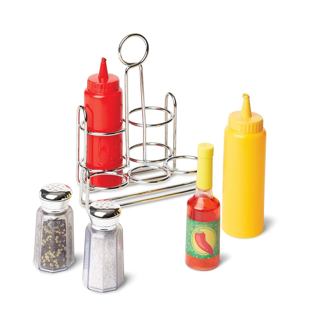 Doug 6-Piece Condiments, Play Food Set with Kids Play Kitchen Accessories, Preschool Learning Toys for Girls & Boys