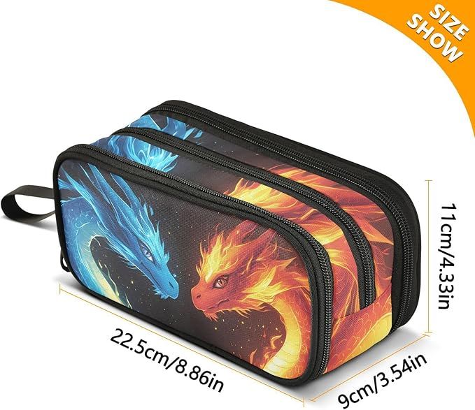 Dragonsoys Girls Large Pencil Pouch with Zipper Compartments Big Capacity Stationery Pen Bag Organizer for Kids Teens Adults School