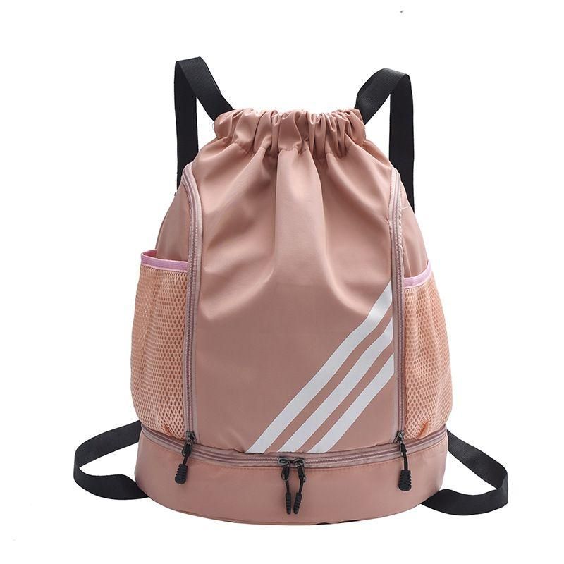 Dry-wet Separation Drawstring Backpack with Separate Shoe Compartment, Lightweight Storage Sack for Sports, Fitness, Swimming and Basketball