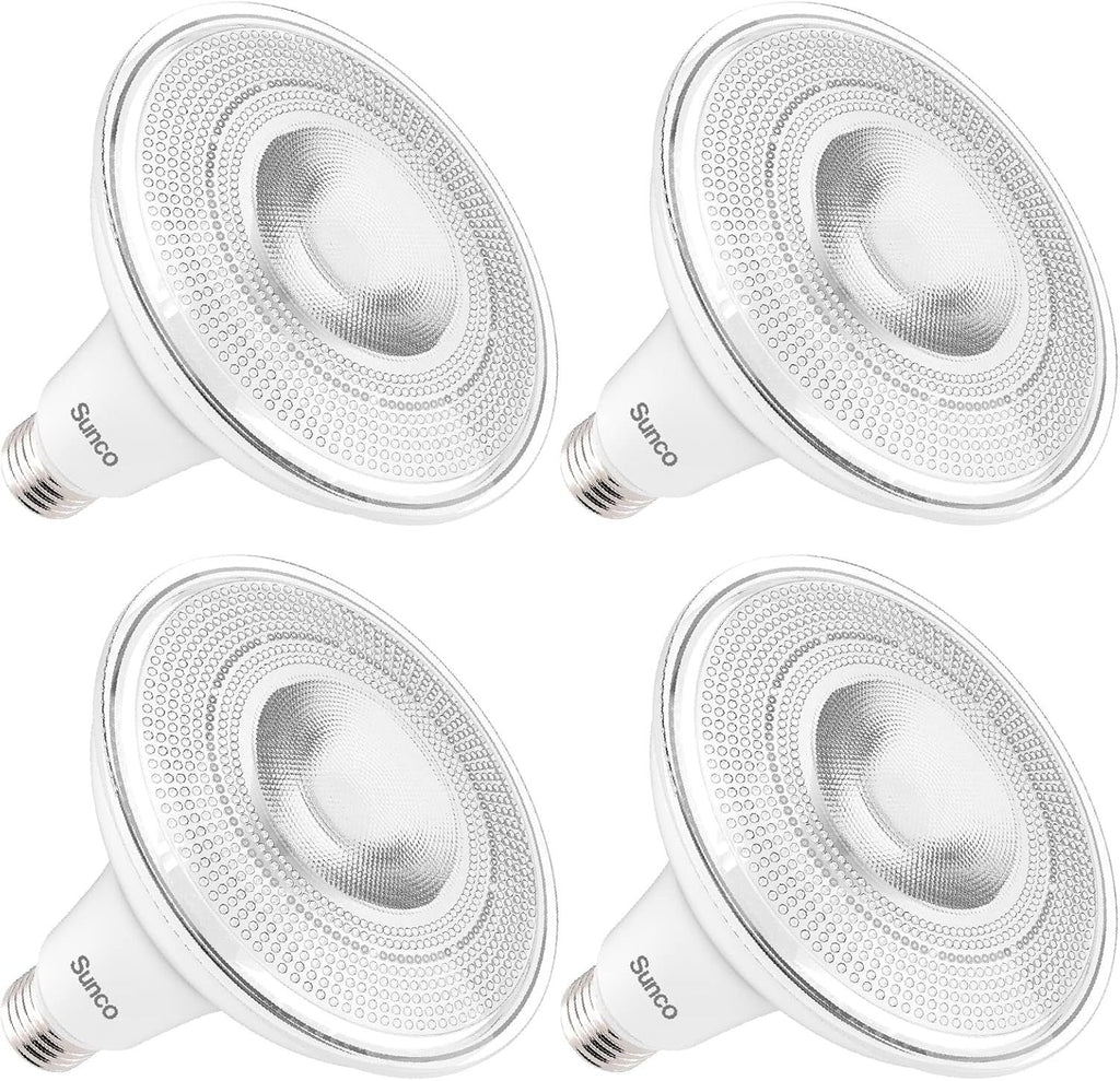 Dusk to Dawn Flood Lights Outdoor, Waterproof PAR38 LED Bulb, 120W Equivalent 15W, Exterior, Wet-Rated, 5000K Daylight 1250 LM, E26 Base, UL 4 Pack