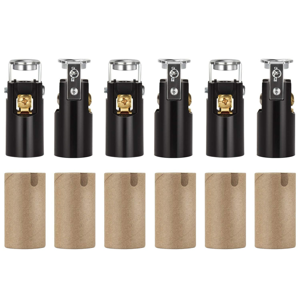 E12 LED Light Bulb Socket, Candelabra Base Socket Replacement, Chandelier Candle Lamp Holder Parts with Cardboard Insulator