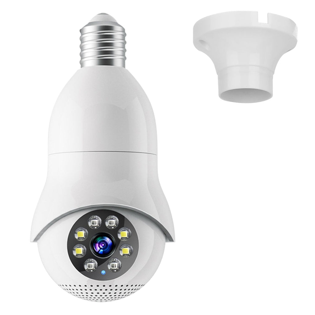 E27 WiFi Bulb Camera 1080P FHD WiFi IP Pan Tilt Security Surveillance Camera with Two Way Audio Night Vision Flood Light Motion Tracking Siren Function APP Control