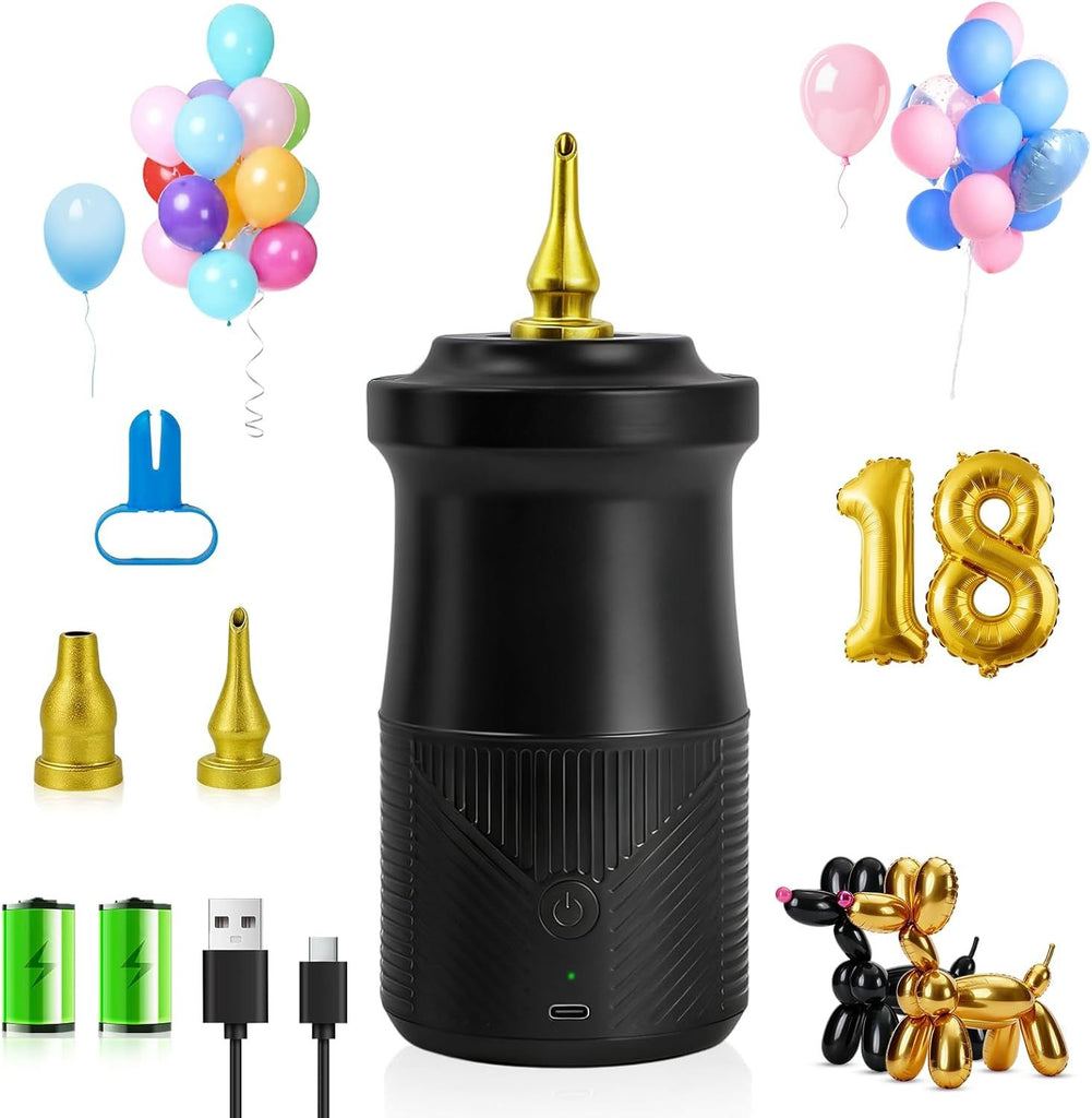 Electric Balloon Pump, Portable Electric Balloon Blower Machine Balloon Air Pump Dual Nozzle Rose Red 110V 600W Balloon Inflator for Party Decorations