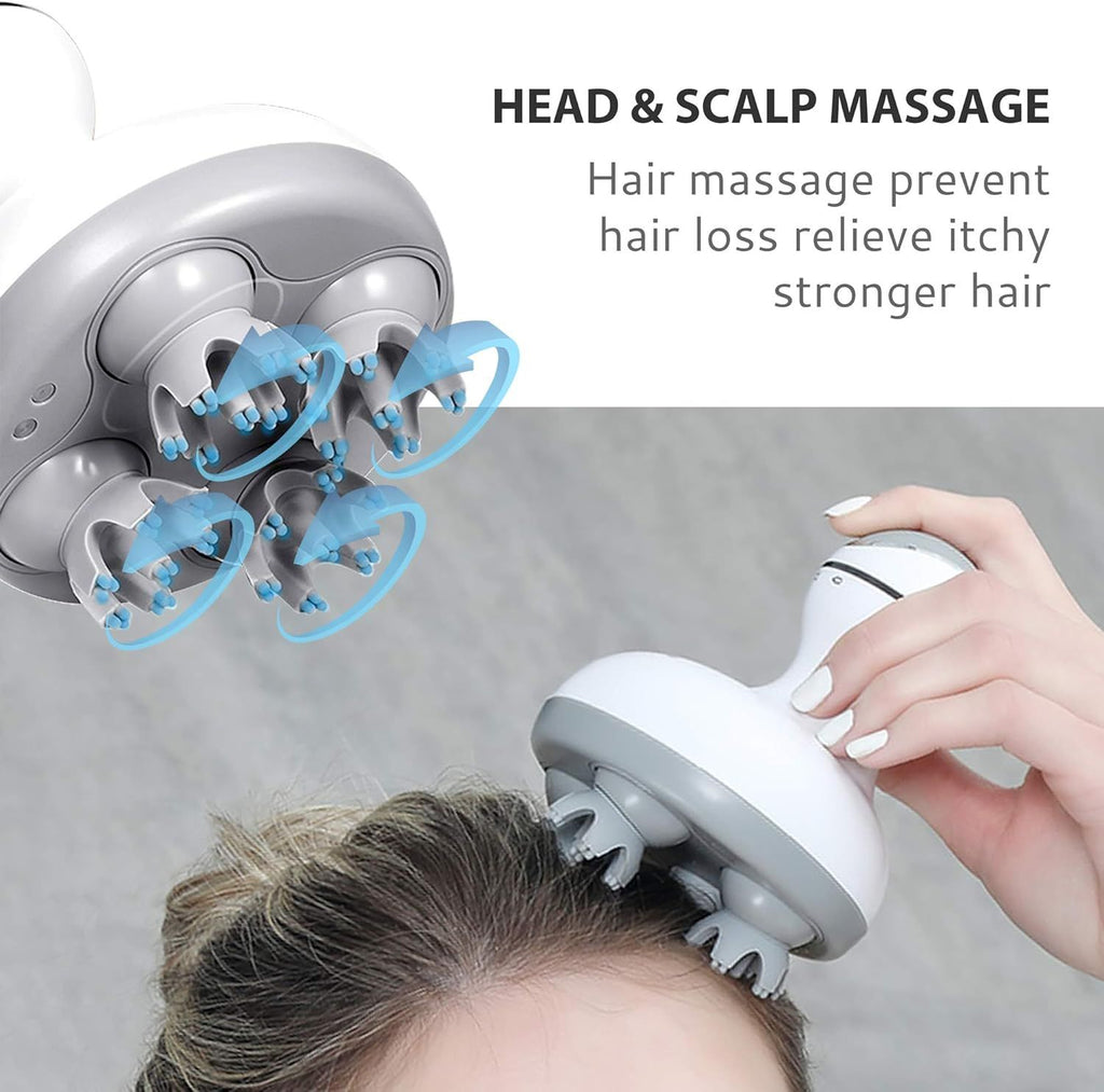 Electric Cordless Hair Scalp Massager with Kneading 84 Massage Nodes, Handheld Portable Head Scratcher Massager for Hair Growth, Deep Clean and Stress Relax, Gifts for Men Dad
