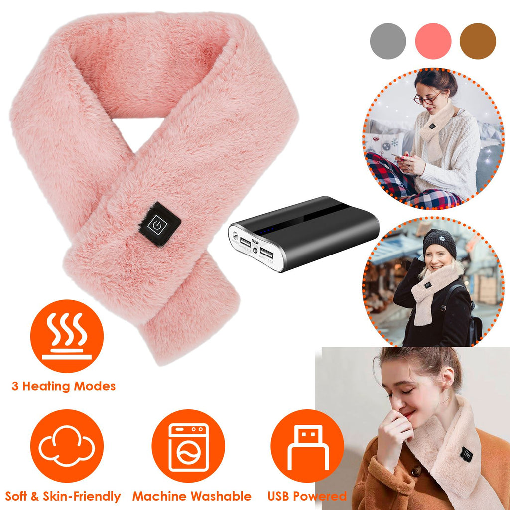 Electric Heated Scarf With 1,2000mAh Power Bank USB Heating Neck Wrap Unisex Winter Heated Neck Shawl