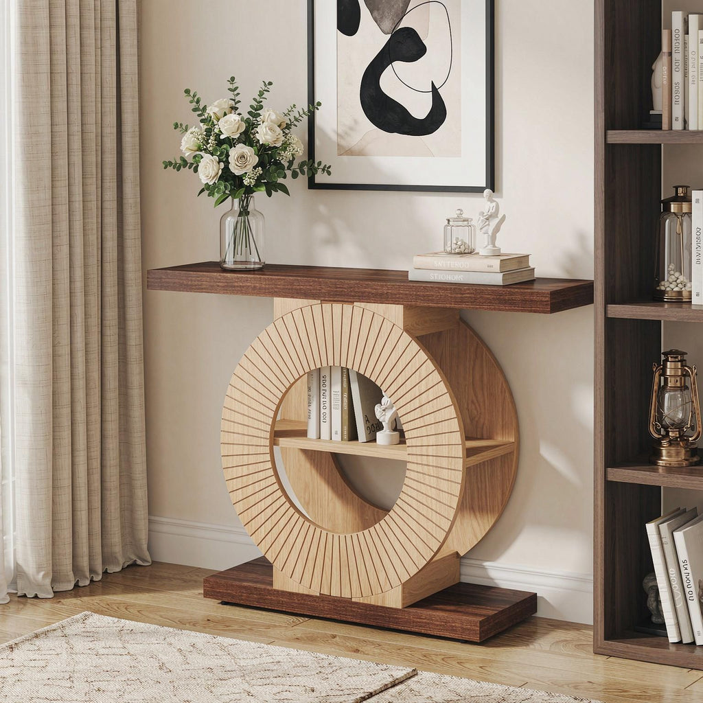 Elegant Wood Console Table 39.3 Inch Sofa Table Hallway Table for Living Room Decor
