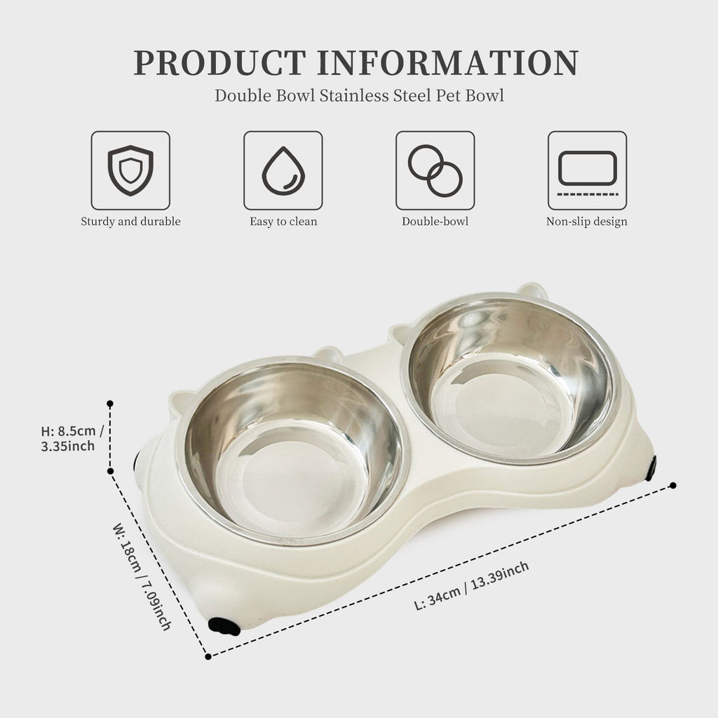 Elevated cat food bowl, spill proof pet bowl, double-layer cat food bowl