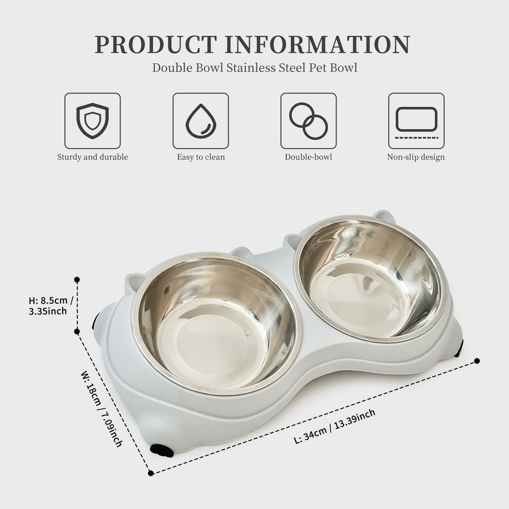 Elevated cat food bowl, spill proof pet bowl, double-layer cat food bowl