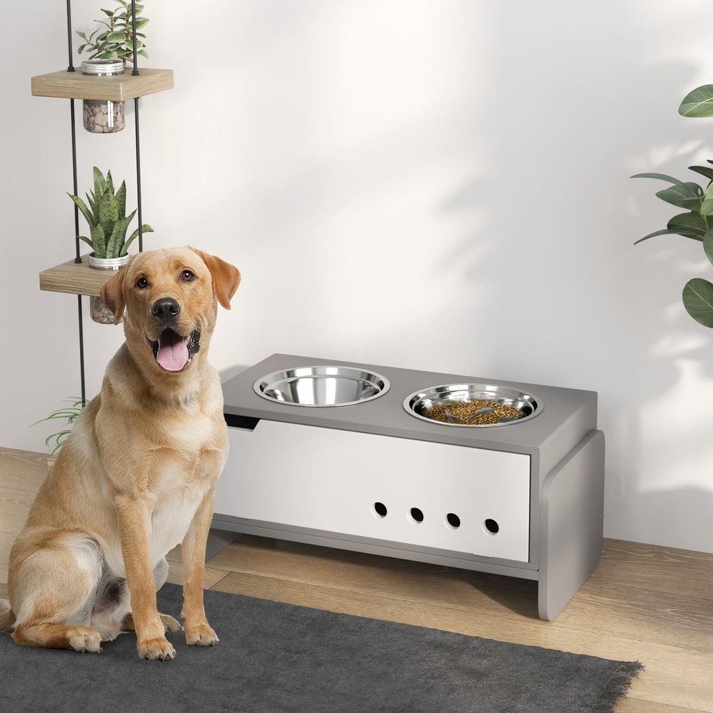Elevated Dog Bowls, 3 Height Adjustable Raised Dog Bowls w/ Slow Feeder Mat, Stand, for Medium to Extra Large Dogs