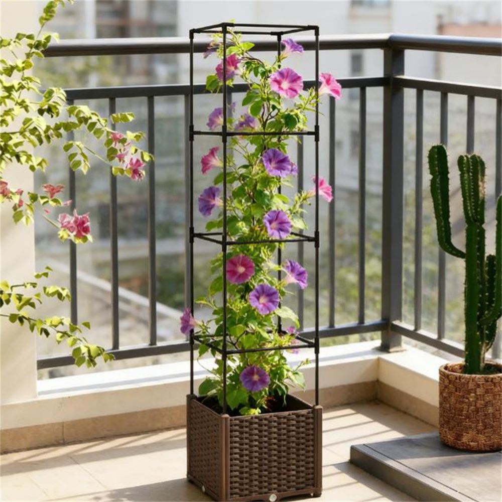 Elevated garden bed, flowerpot box, planting box, brown