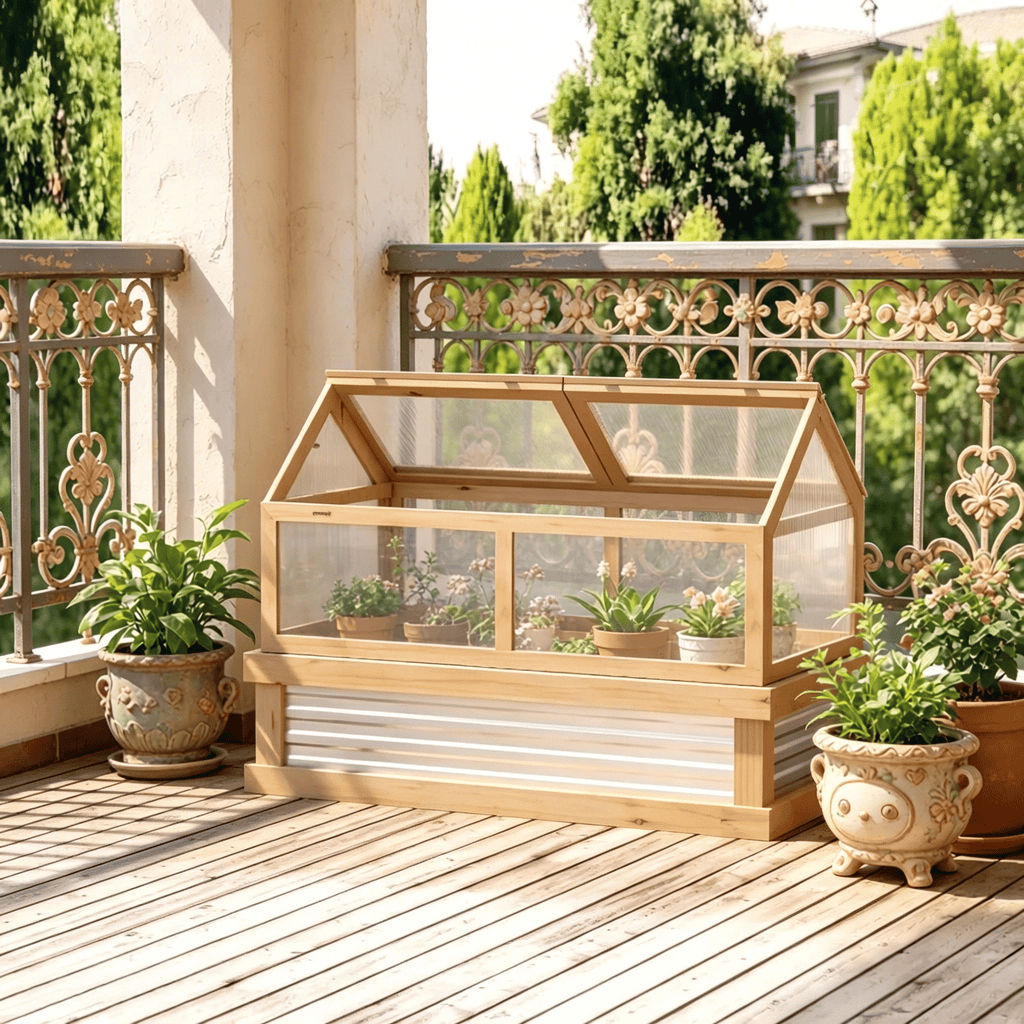 Elevated Planting Beds Garden Wooden Cold Frame Greenhouse 48'' X 24'' X 32.25'' Flower Planter Protection Wood